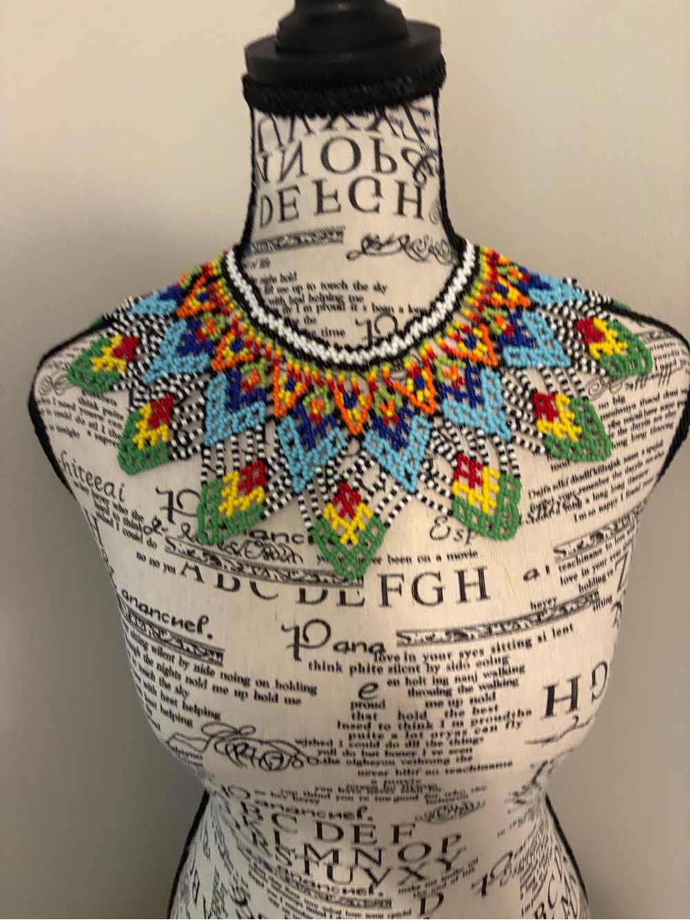 Handmade Multicolor Beaded Statement Necklace - Picture 2 of 4